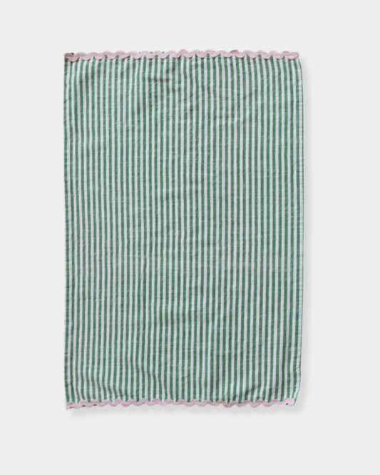 DARK GREEN STRIPED - TEA TOWEL