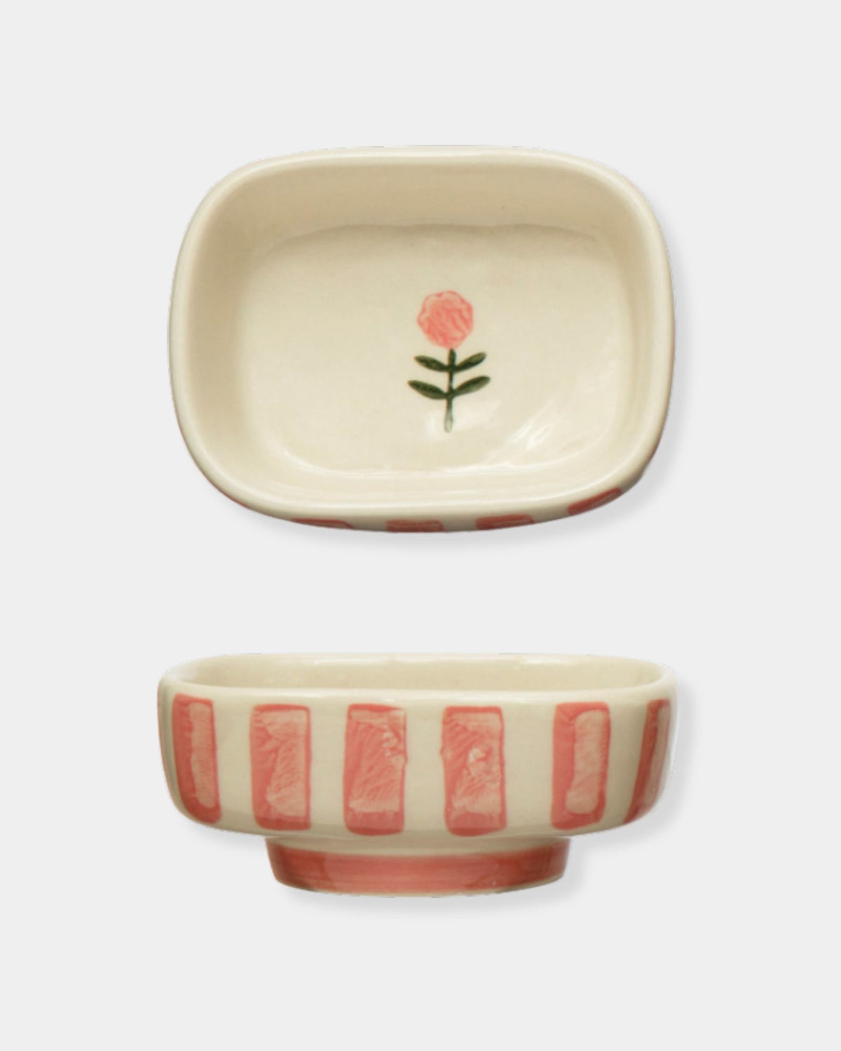 PINK FLORAL FOOTED DISH