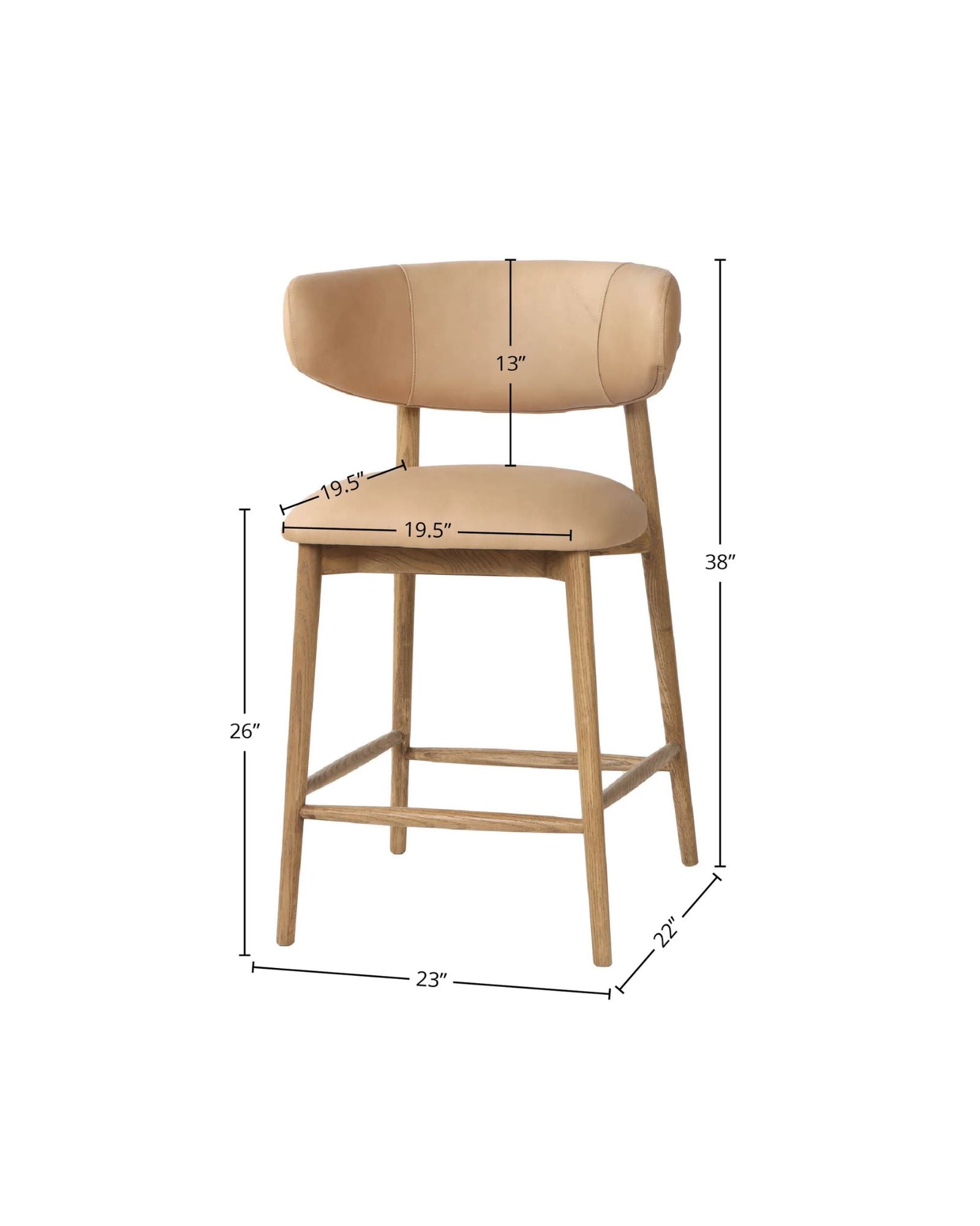 MILO LEATHER COUNTER STOOL - NUDE