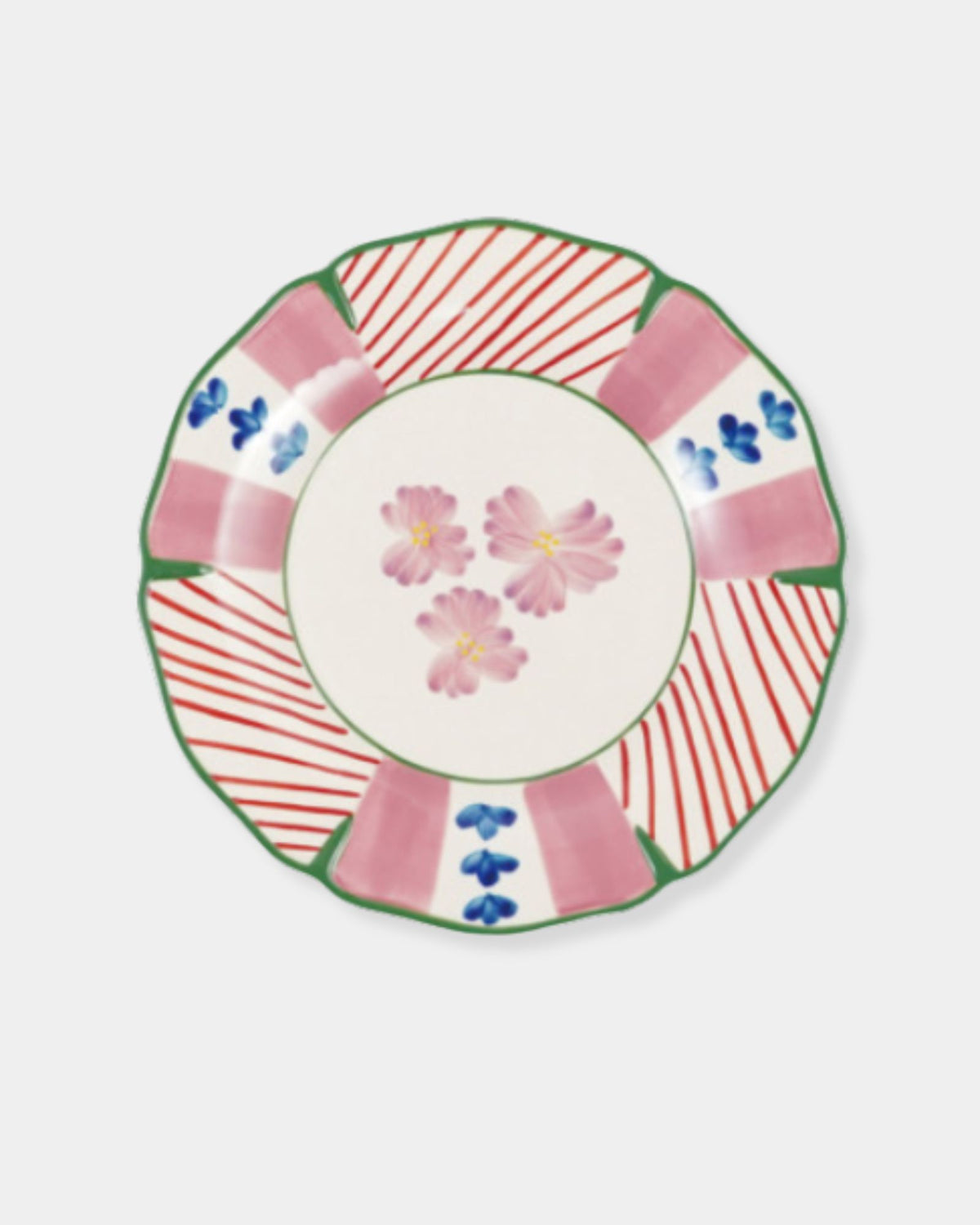PINK FLORAL STONEWARE PLATE