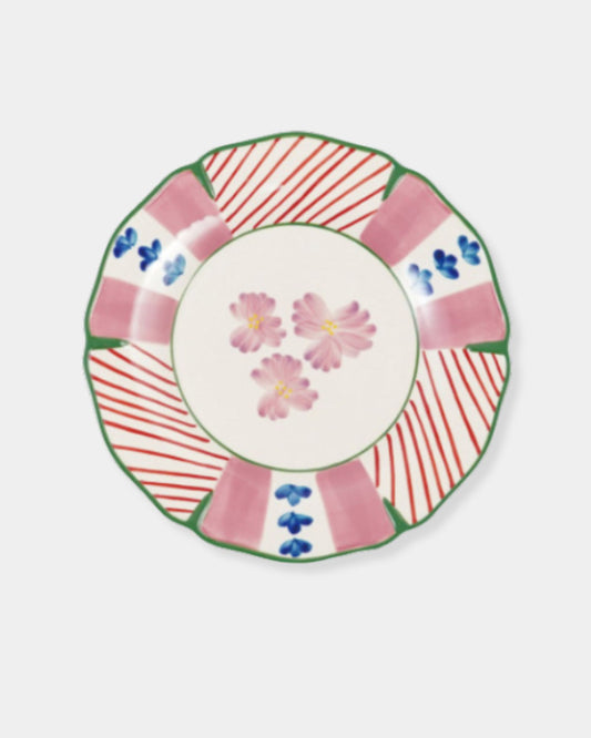 PINK FLORAL STONEWARE PLATE