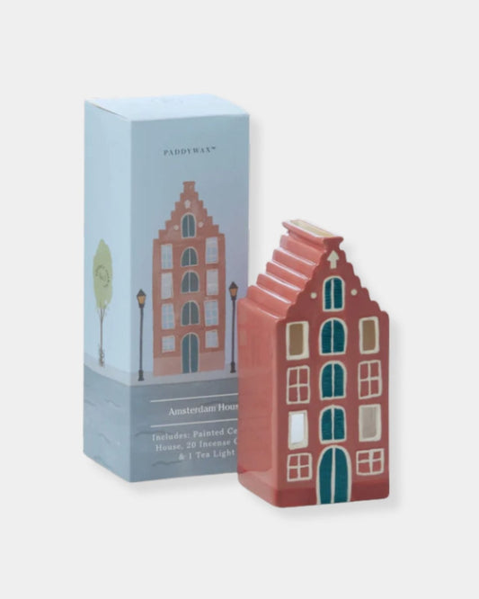 AMSTERDAM HOUSE - CERAMIC INCENSE & TEA LIGHT HOLDER | Stonewaters