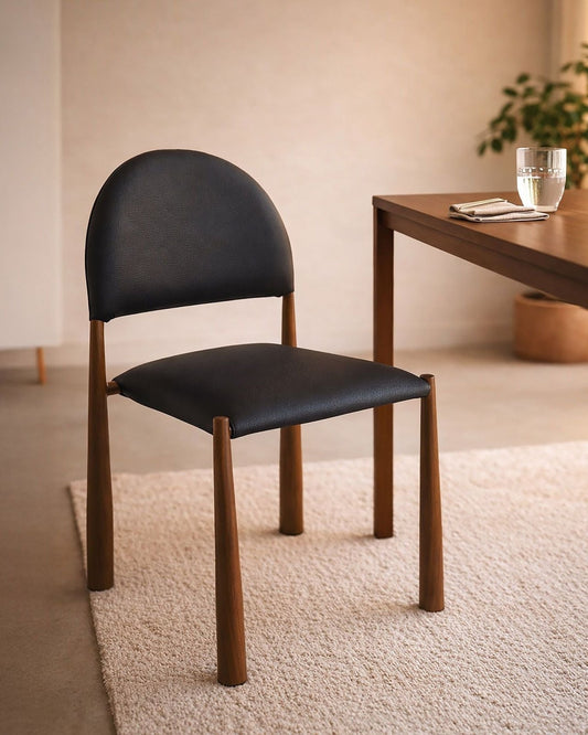 AUGGIE CHAIR SET OF 4 - BLACK AND WALNUT | Stonewaters