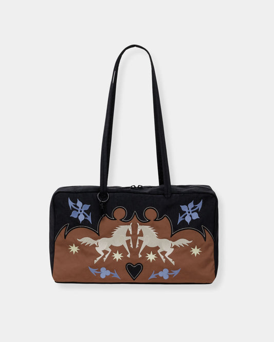 MEDIUM NYLON BOWLER BAG - WESTERN APPLIQUE