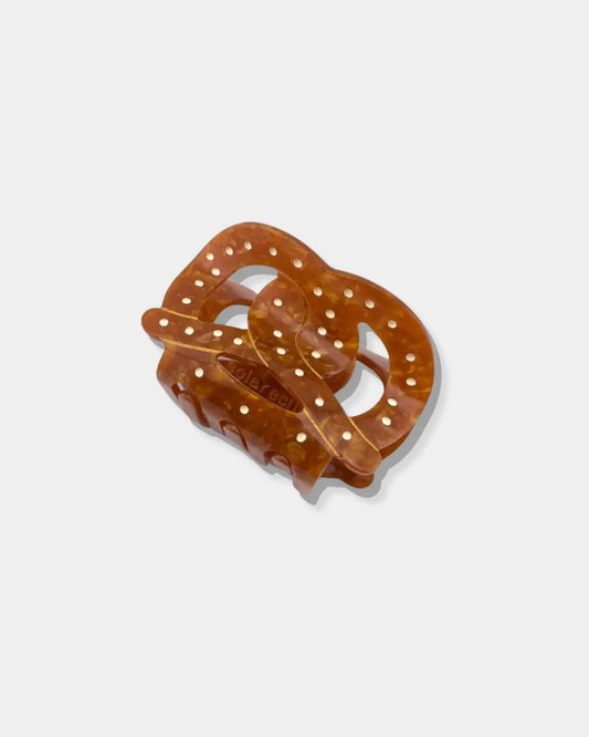 HAND-PAINTED PRETZEL HAIR CLAW CLIP