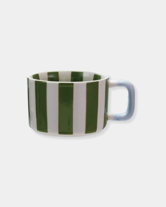 GREEN STRIPE STONEWARE - 14oz MUG