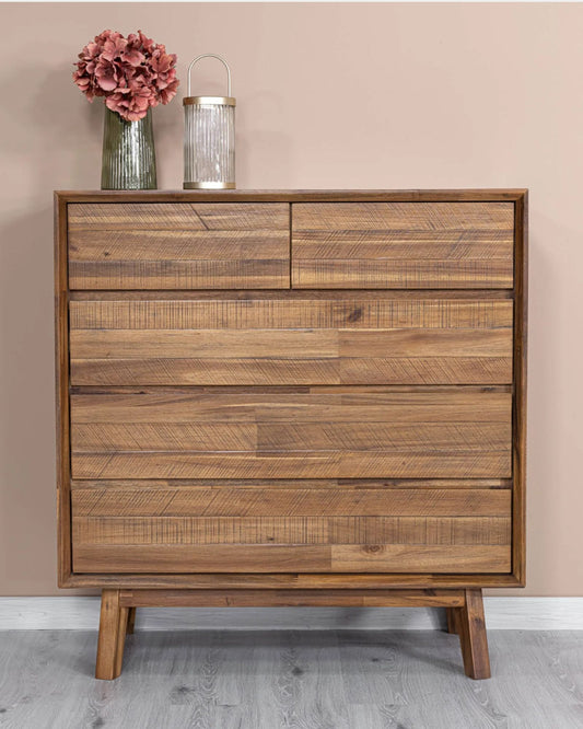 GIA 5-DRAWER CHEST - WARM PECAN
