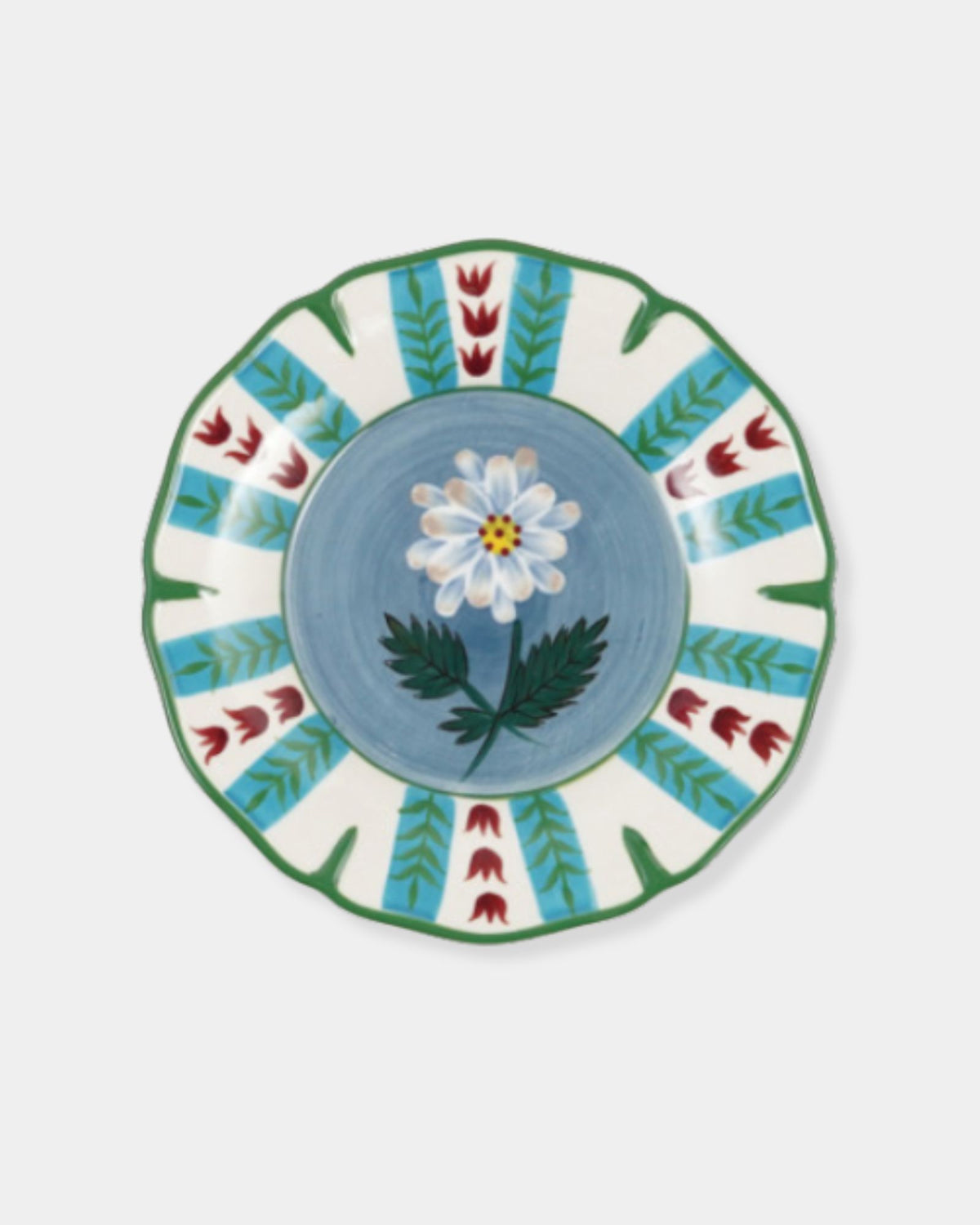 BLUE FLORAL STONEWARE PLATE