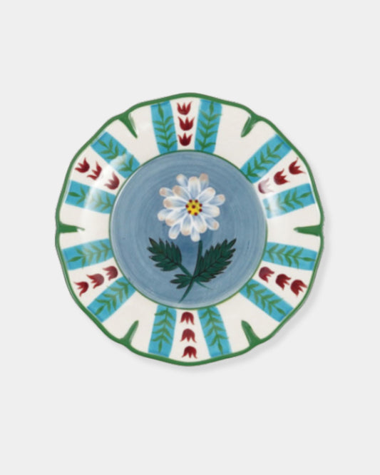 BLUE FLORAL STONEWARE PLATE