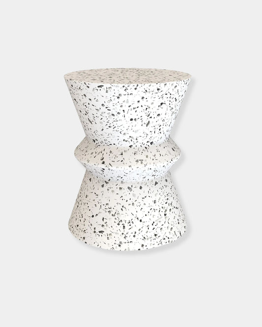 CONCRETE HOURGLASS SIDE TABLE - TERRAZZO