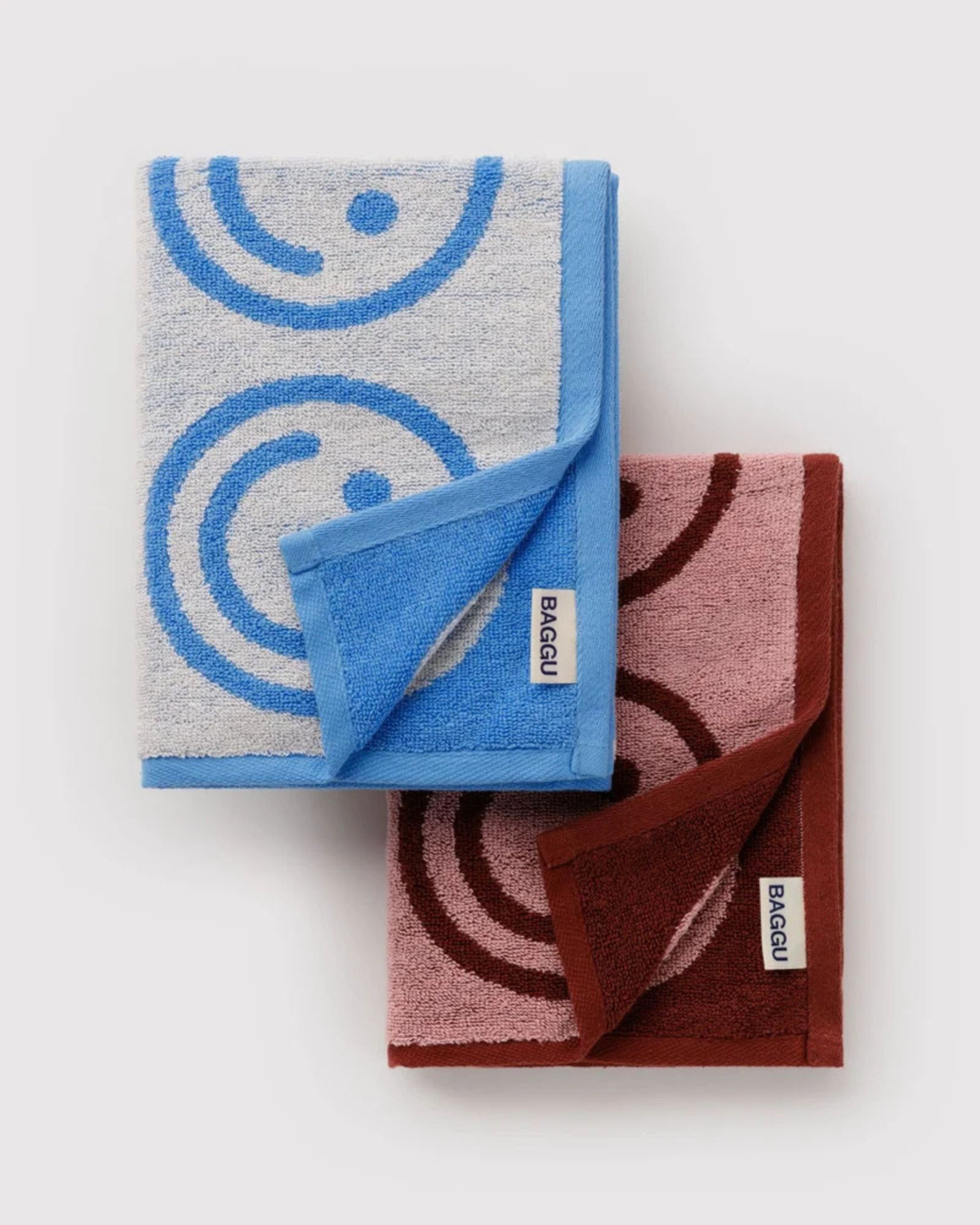 HAND TOWEL SET OF 2 - SKY BLUE AND BLUSH HAPPY