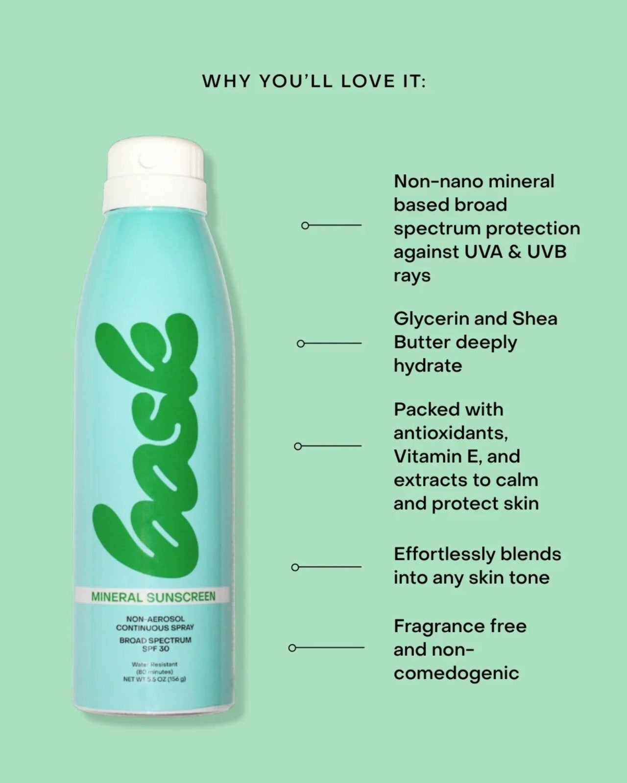 BASK SPF 30 MINERAL NON-AEROSOL SPRAY SUNSCREEN | Stonewaters