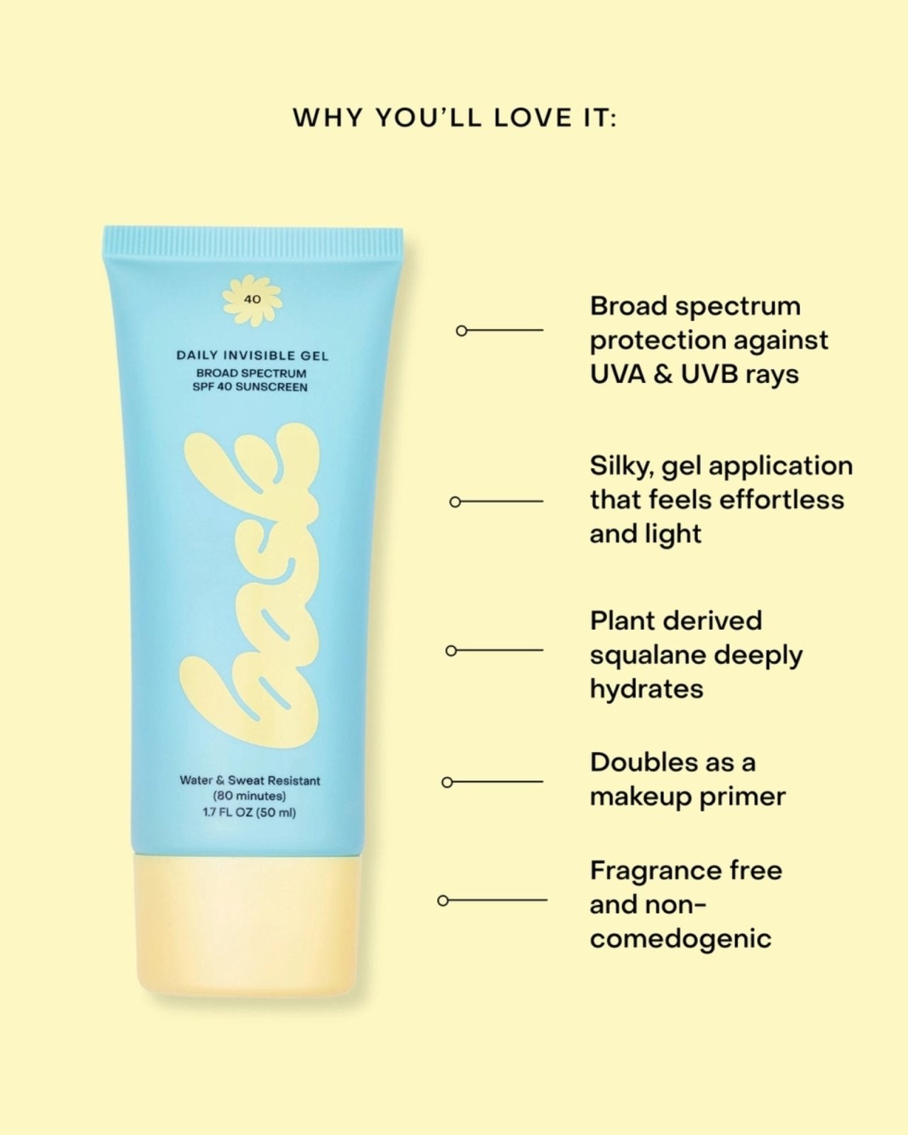 BASK SPF 40 DAILY INVISIBLE GEL FACE SUNSCREEN | Stonewaters