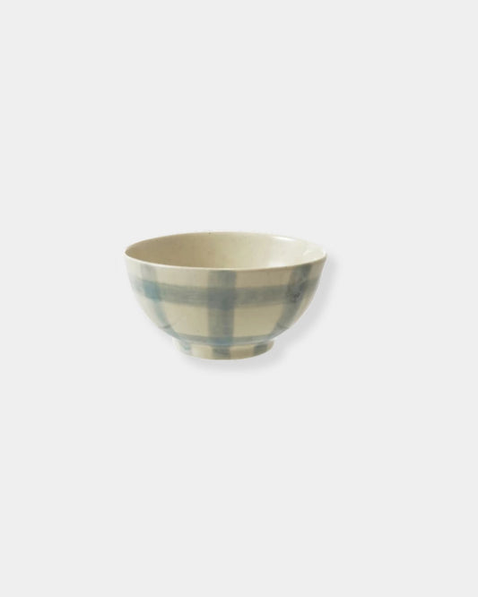 BLUE GRID PATTERN BOWL
