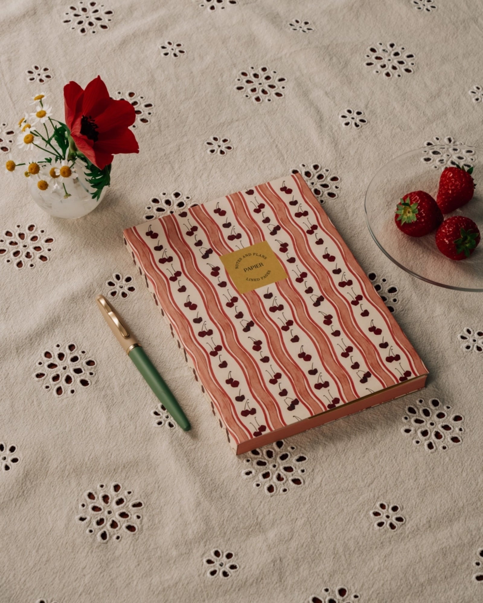 CHERRY WAVE LINED NOTEBOOK