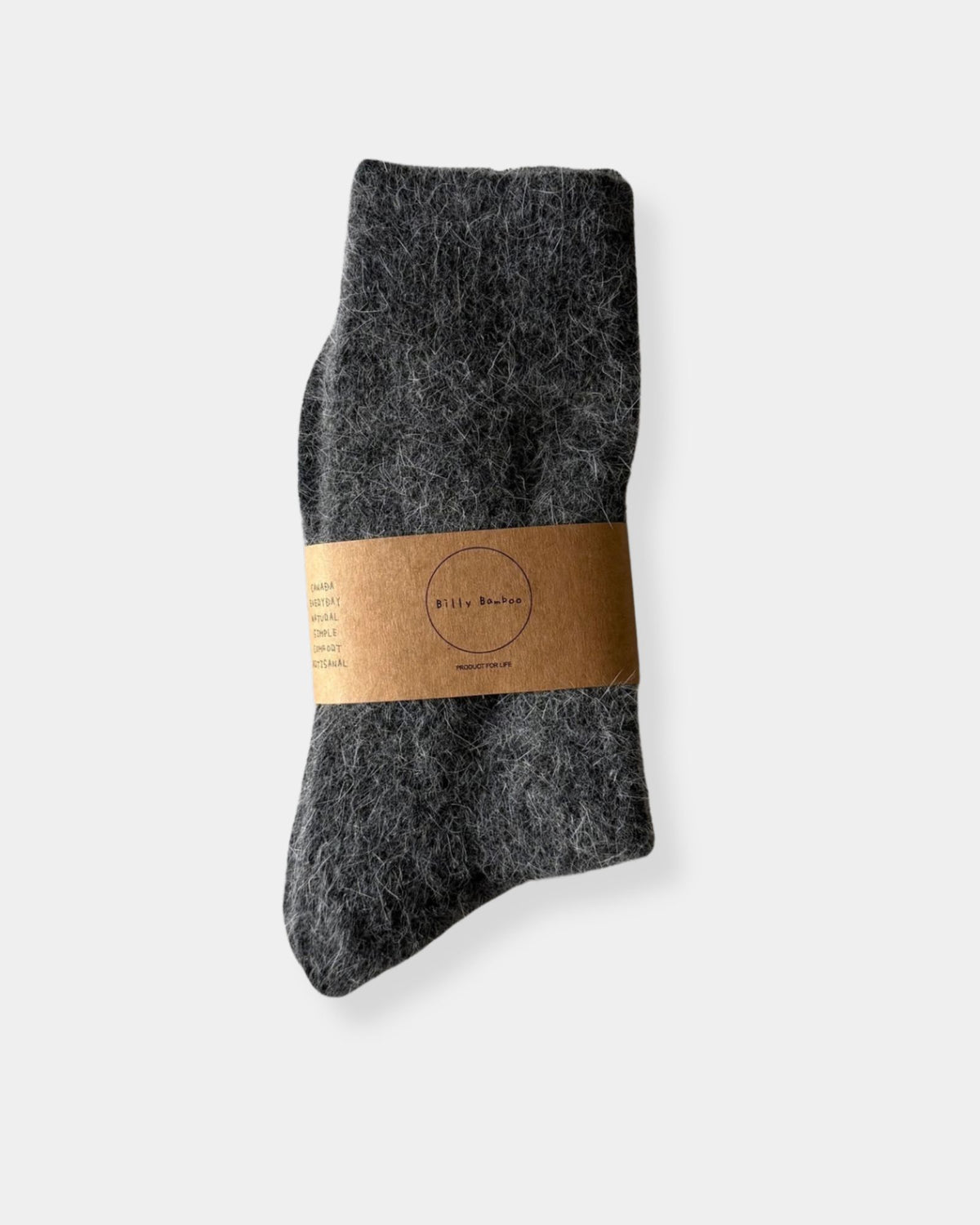 FLUFFY ANGORA SOCK - DARK GREY MELANGE