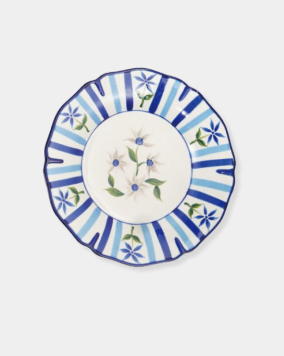 BLUE FLORAL STONEWARE PLATE | Stonewaters