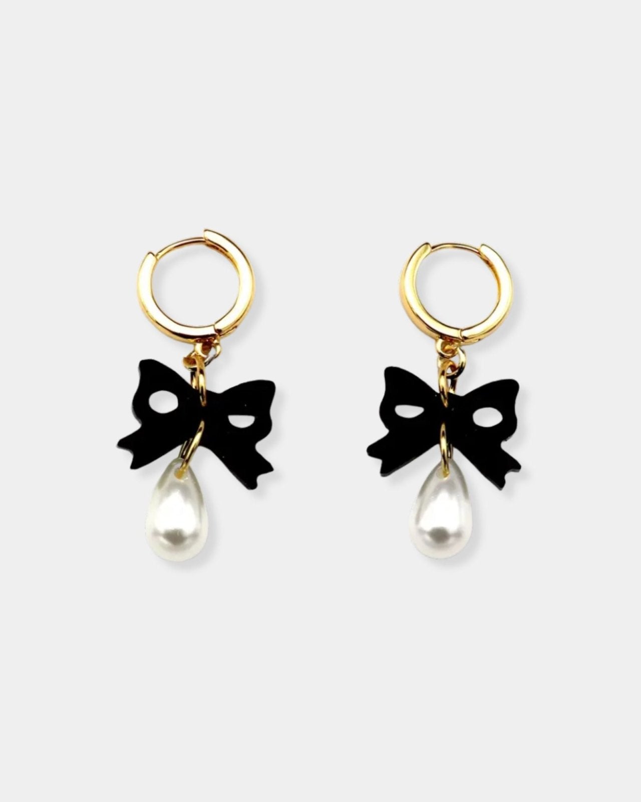 BOW PEARL DROPS - INK EARRINGS | Stonewaters