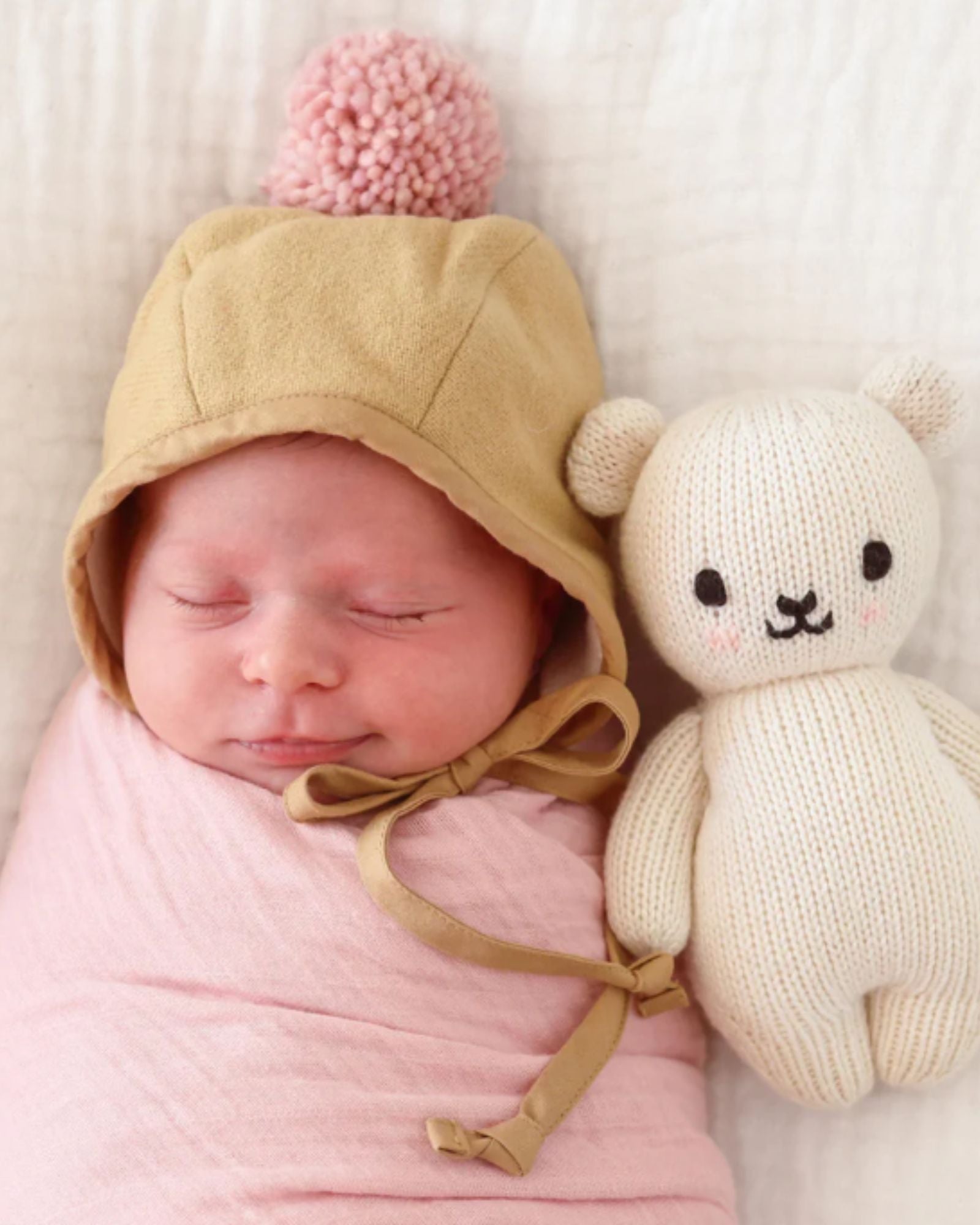 BABY POLAR BEAR - HAND KNIT DOLL