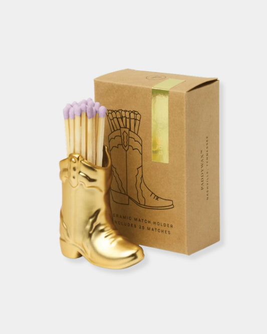 COWBOY BOOT MATCHES HOLDER - GOLD METALLIC