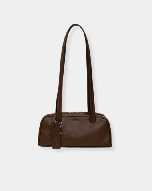 SMALL RECYCLED LEATHER BOWLER BAG - BLACK