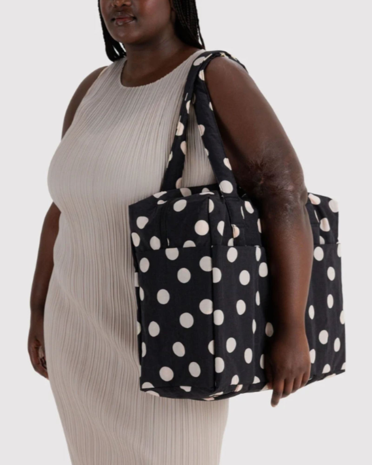 CLOUD CARRY ON BAG - BLACK AND CREAM POLKA DOT