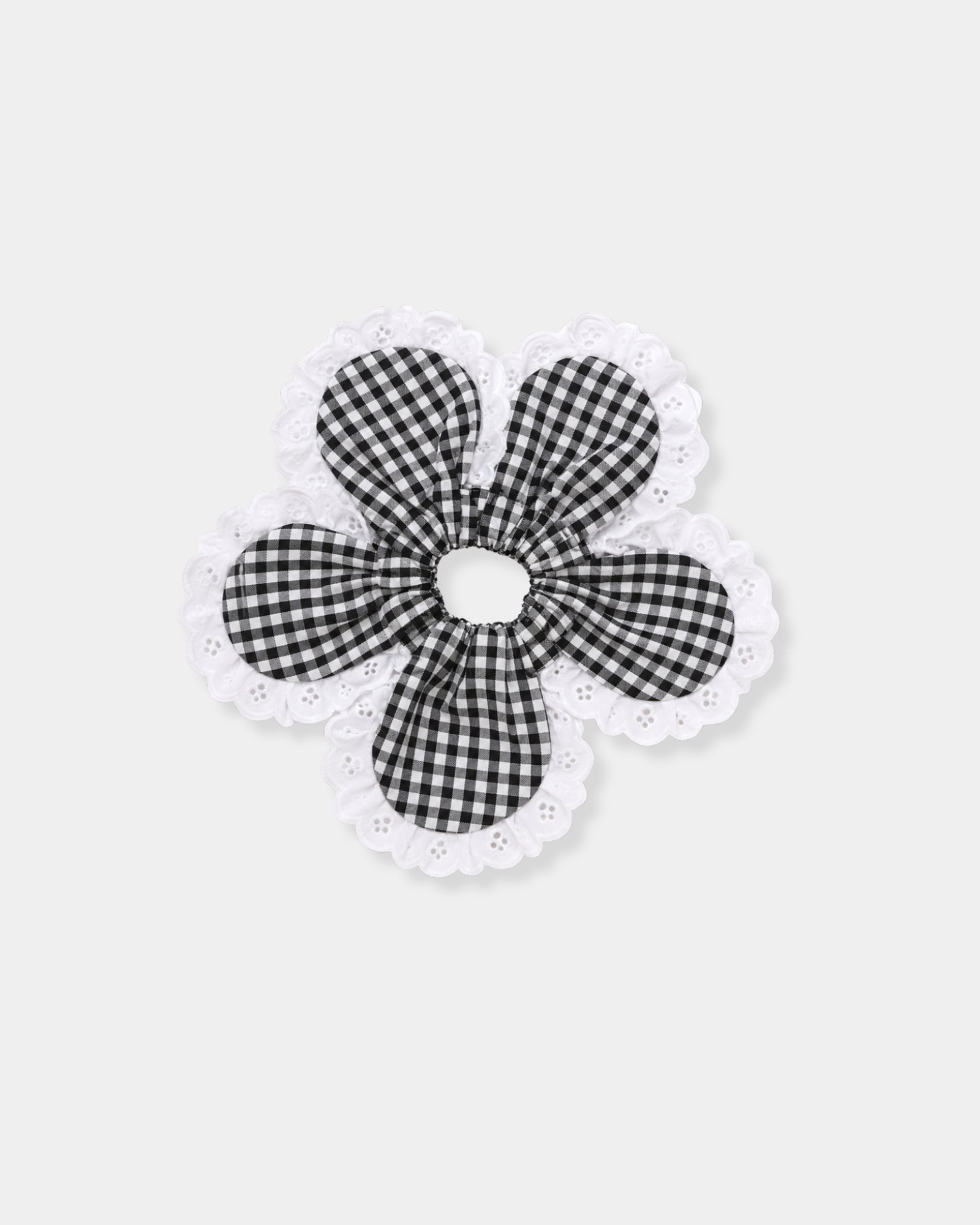 DAISY SCRUNCHIE - BLACK GINGHAM