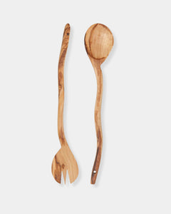 OLIVE WOOD WAVY SALAD SERVERS