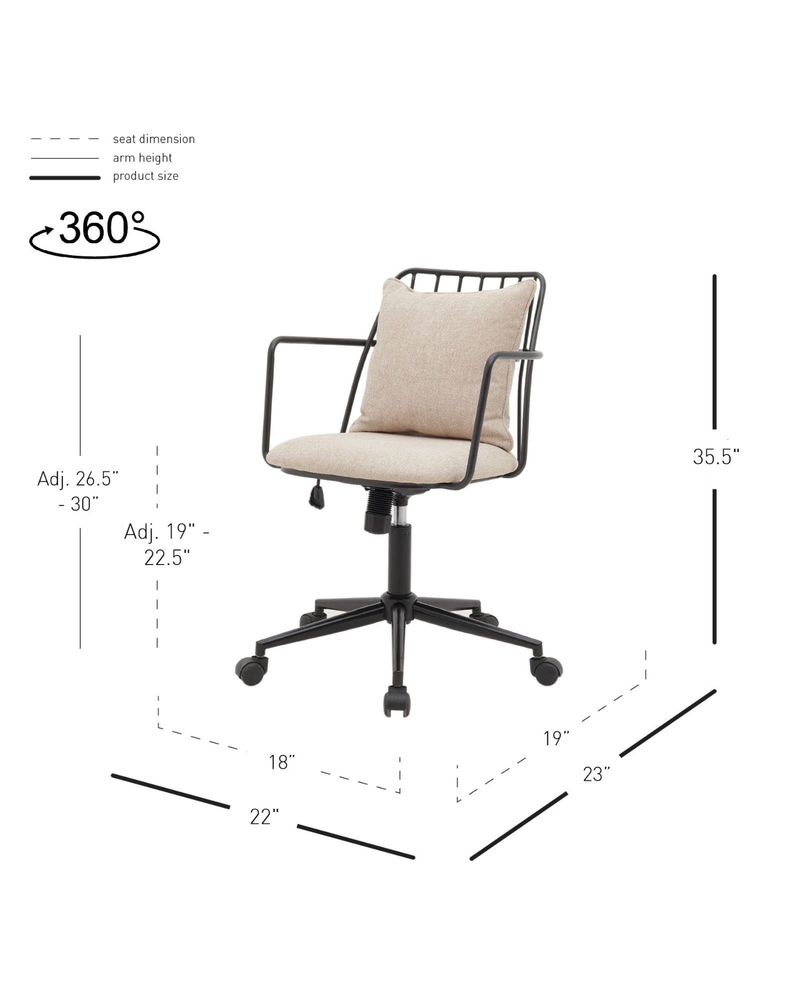 EDISON OFFICE CHAIR - STRATA CREAM