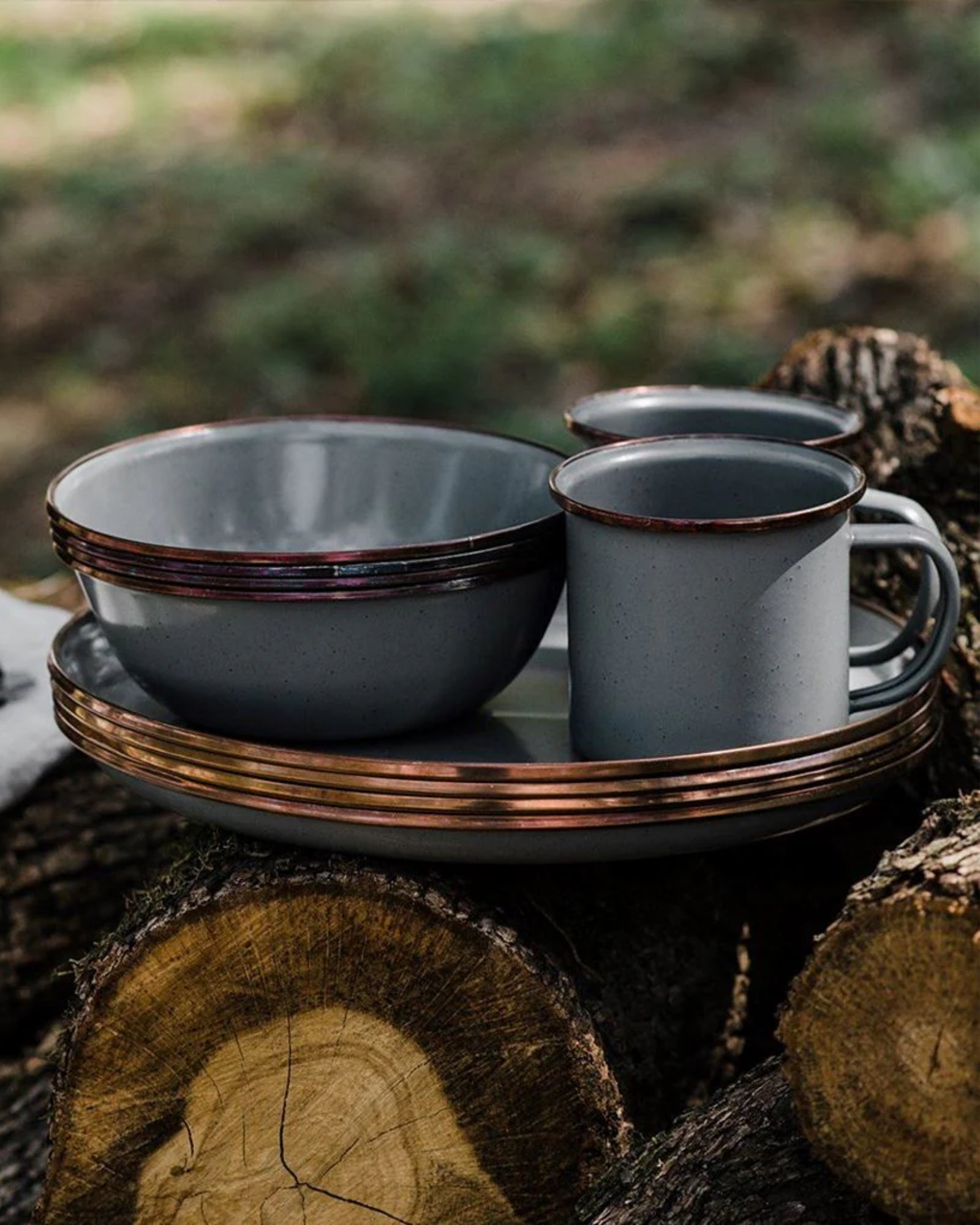 SLATE GREY ENAMEL BOWL - SET 2