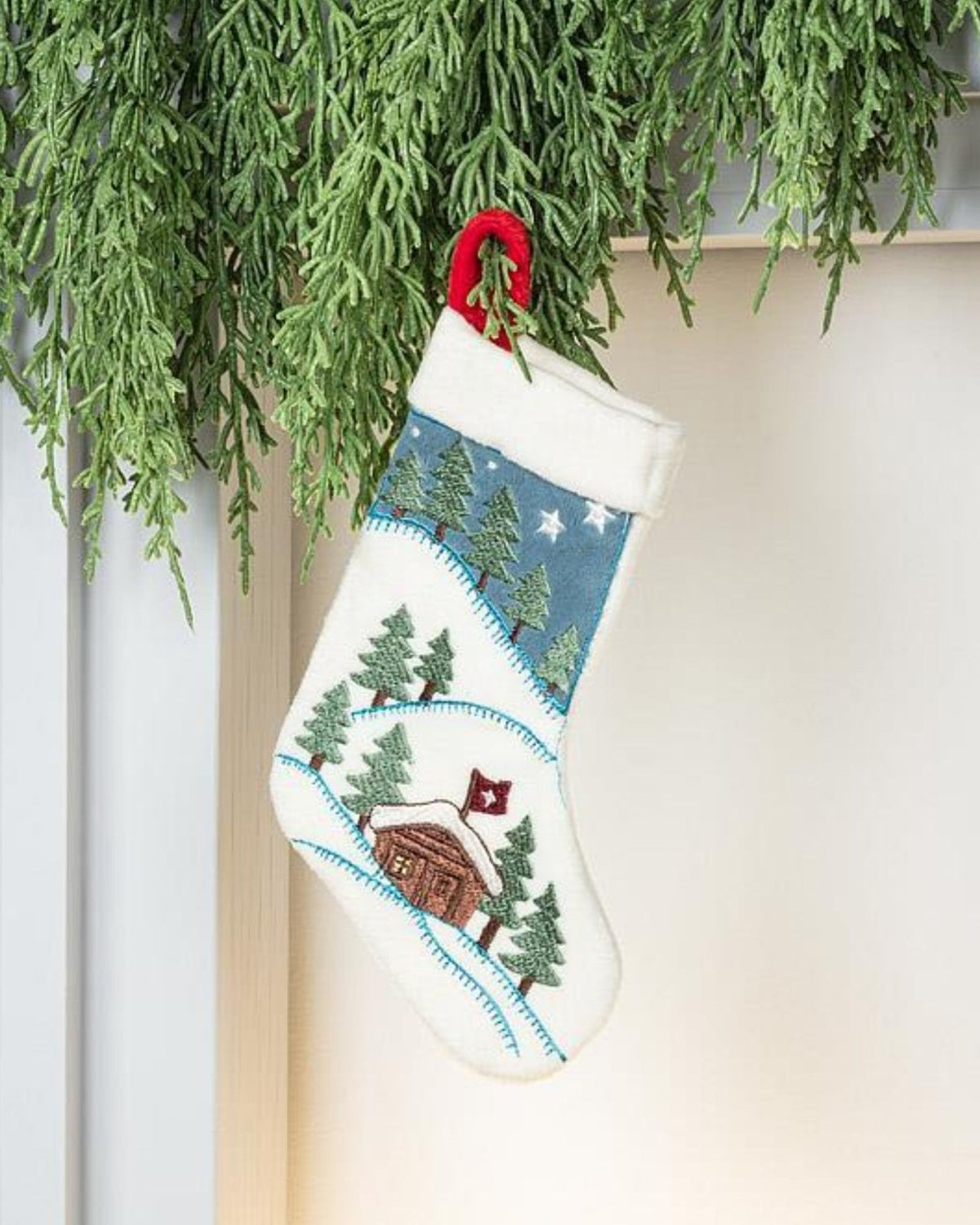 CABIN SCENE STOCKING | Stonewaters