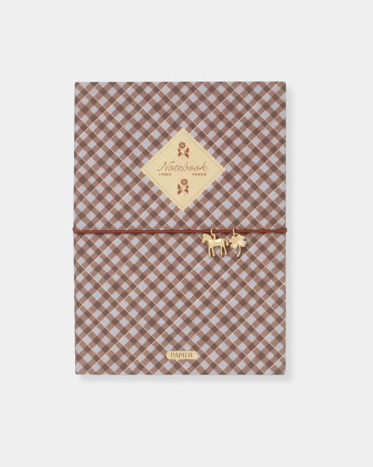 FABRIC LINED NOTEBOOK - PETALS & PLAID