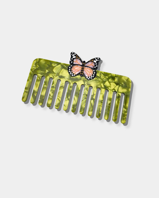 PINK BUTTERFLY - WIDE TOOTH HAIR COMB