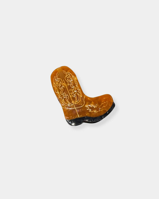 BROWN WESTERN BOOT - CLAW HAIR CLIP