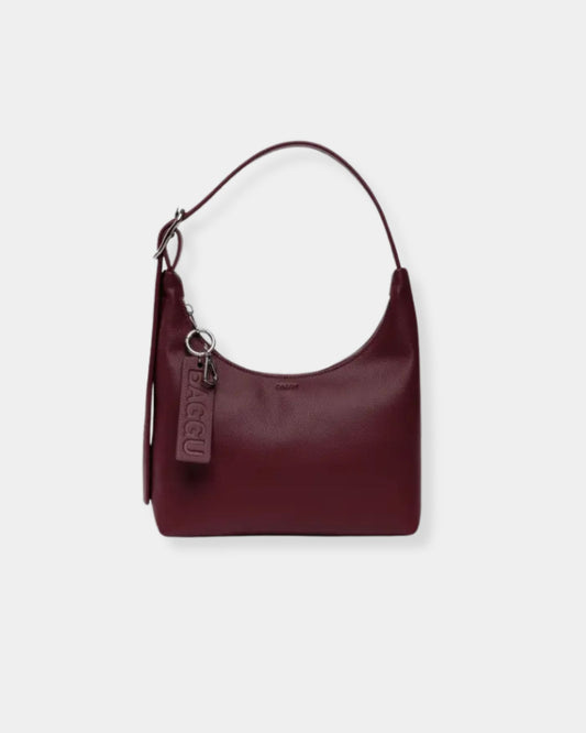 MINI RECYCLED LEATHER SHOULDER BAG - MAHOGANY