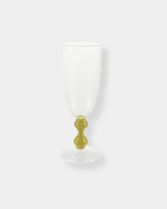 CHAMPAGNE FLUTE - YELLOW SWIRL STEM | Stonewaters