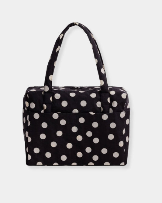 CLOUD CARRY ON BAG - BLACK AND CREAM POLKA DOT | Stonewaters