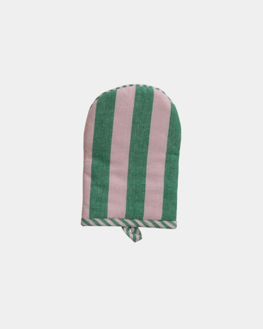 COTTON OVEN MIT - GREEN STRIPED | Stonewaters