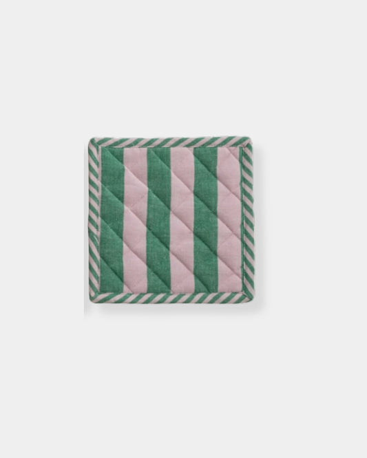 COTTON POT HOLDER - GREEN STRIPED