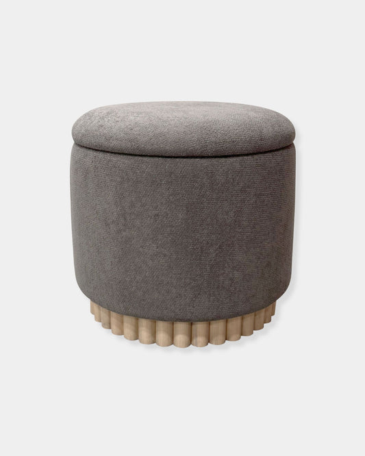 SADIE STORAGE OTTOMAN - CHARCOAL & NATURAL