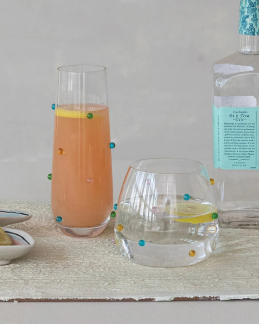 MULTI COLOUR DOT - 16oz SHORT GLASS