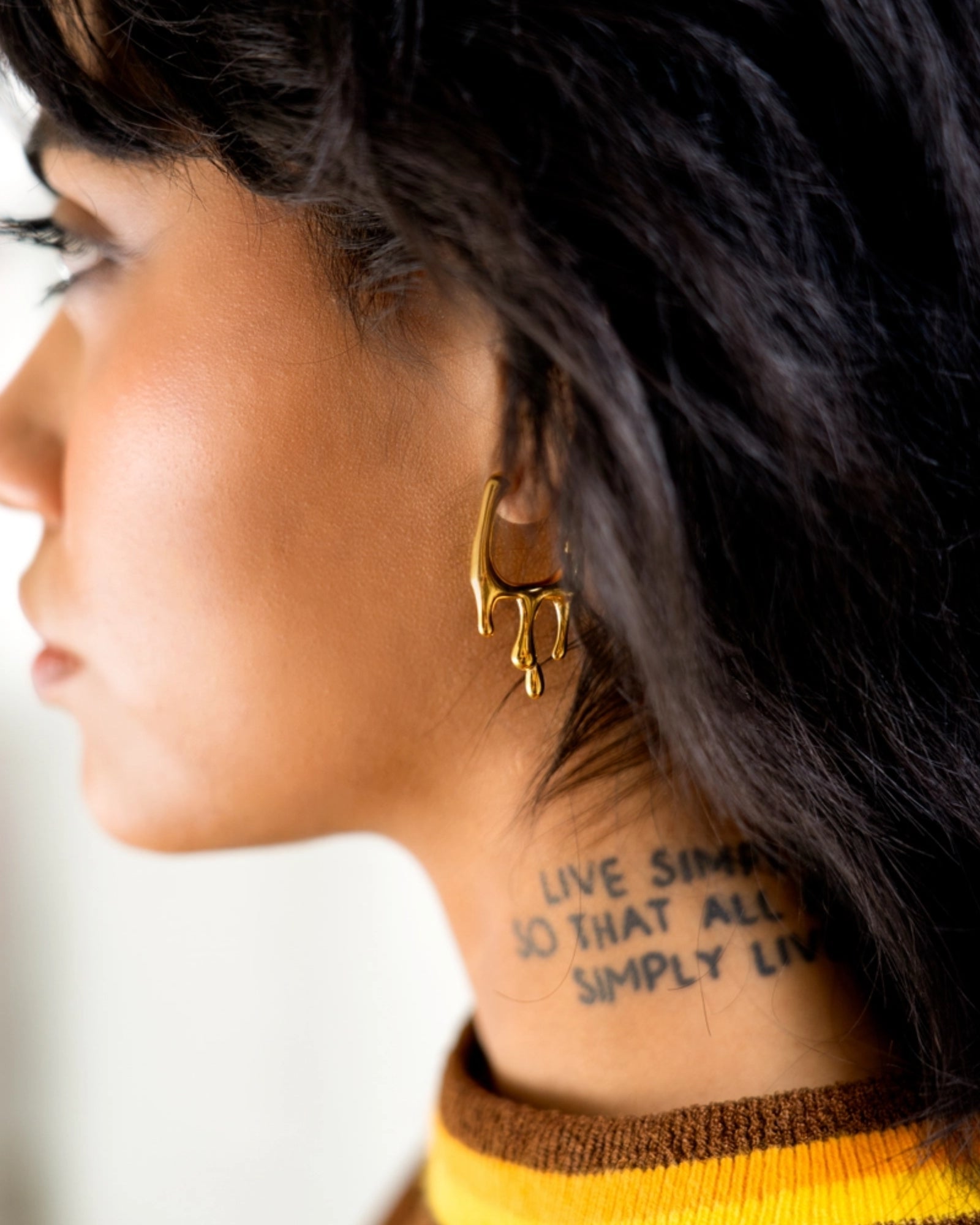 DRIP DROP HOOPS 18K GOLD PLATED EARRINGS