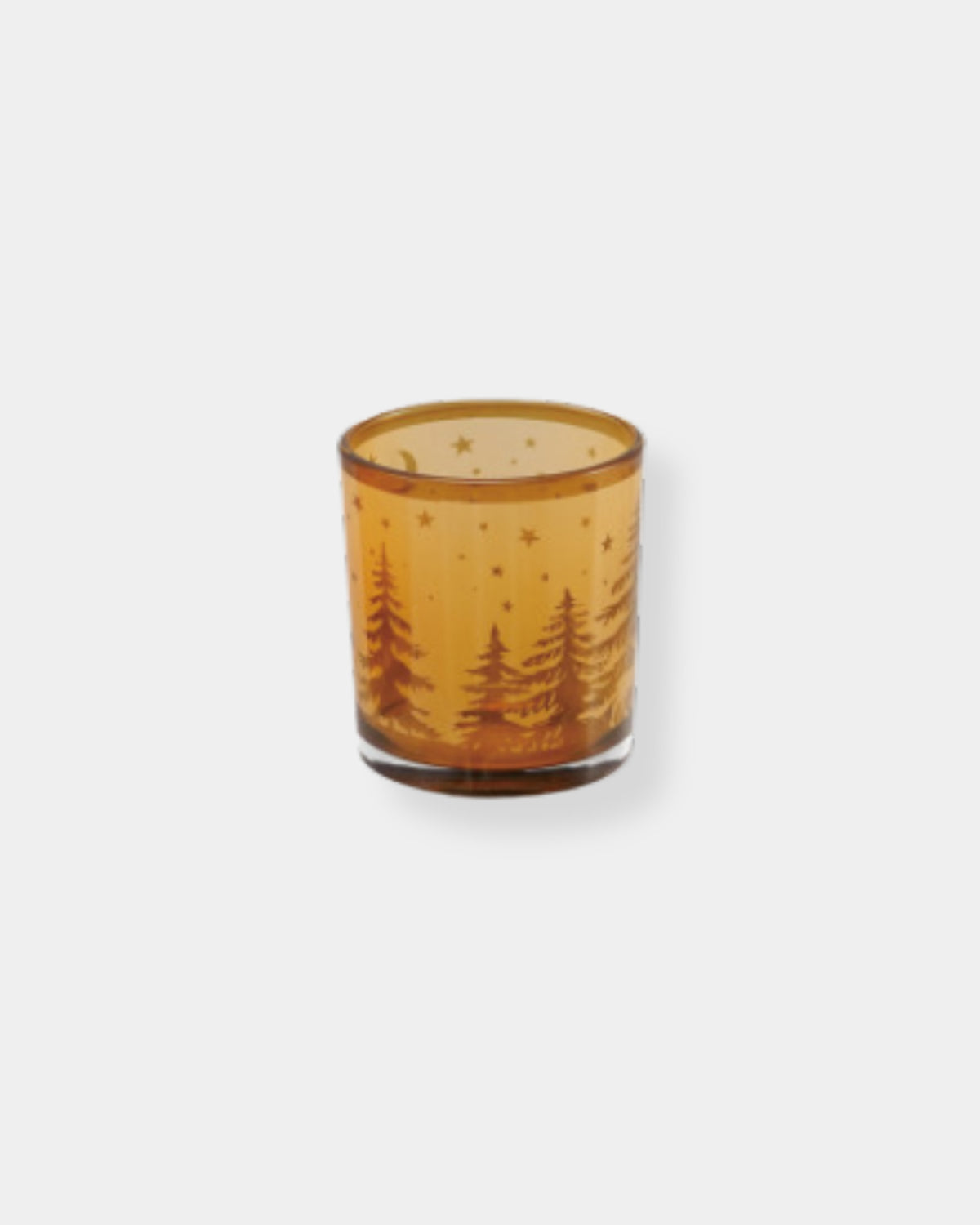 ETCHED DEER & TREE CANDLE HOLDER - SMALL