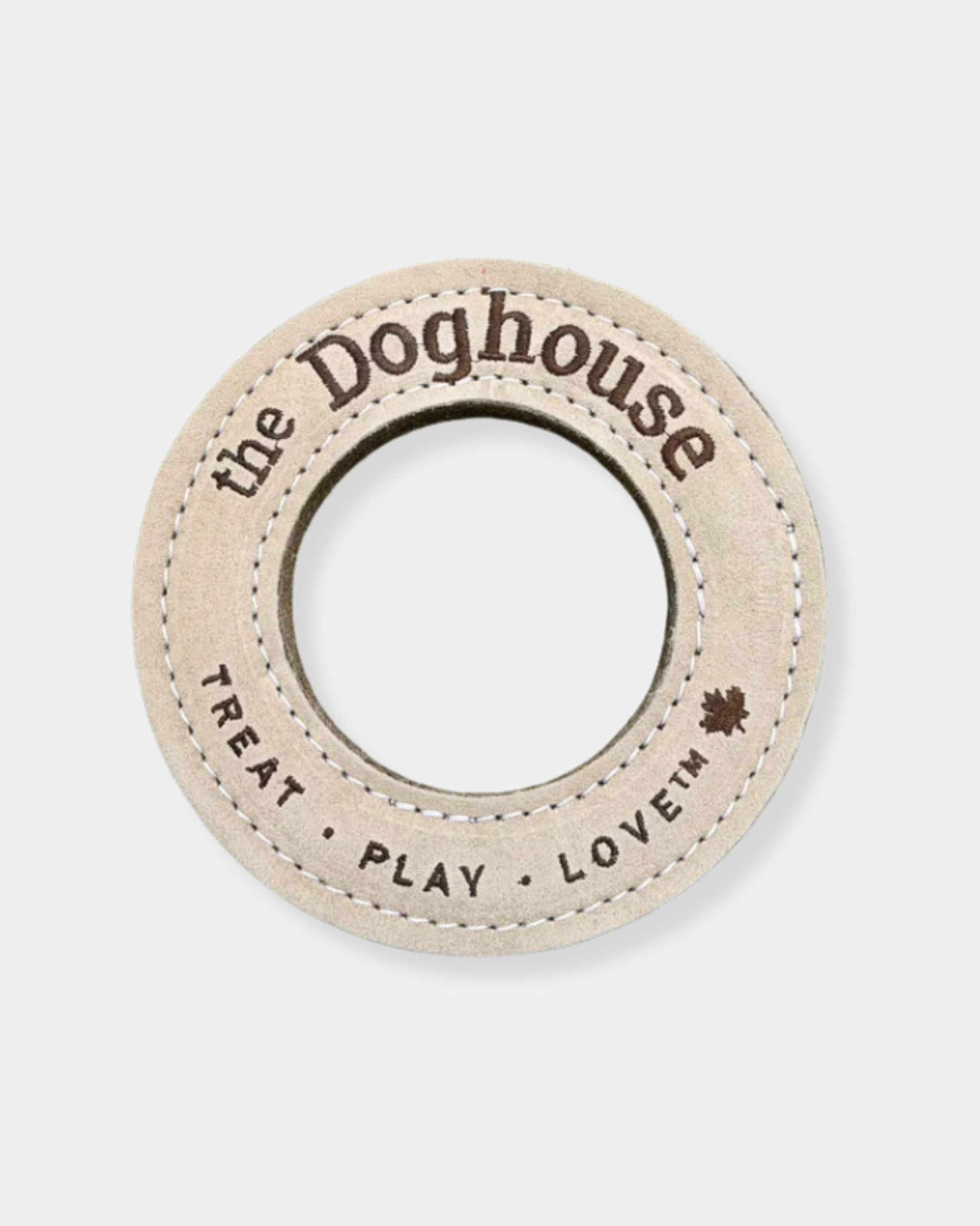LEATHER & WOOL RING - DOG TOY