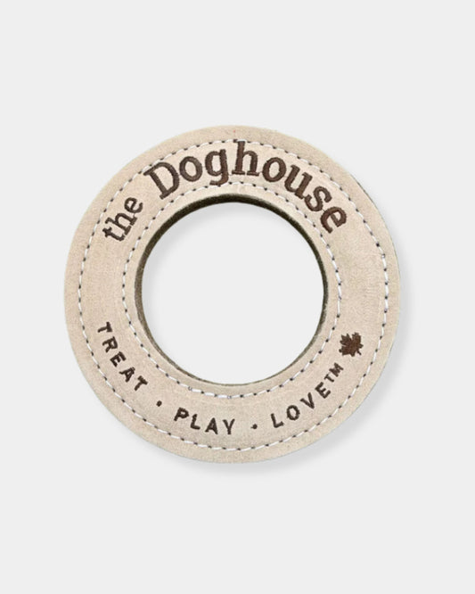 LEATHER & WOOL RING - DOG TOY