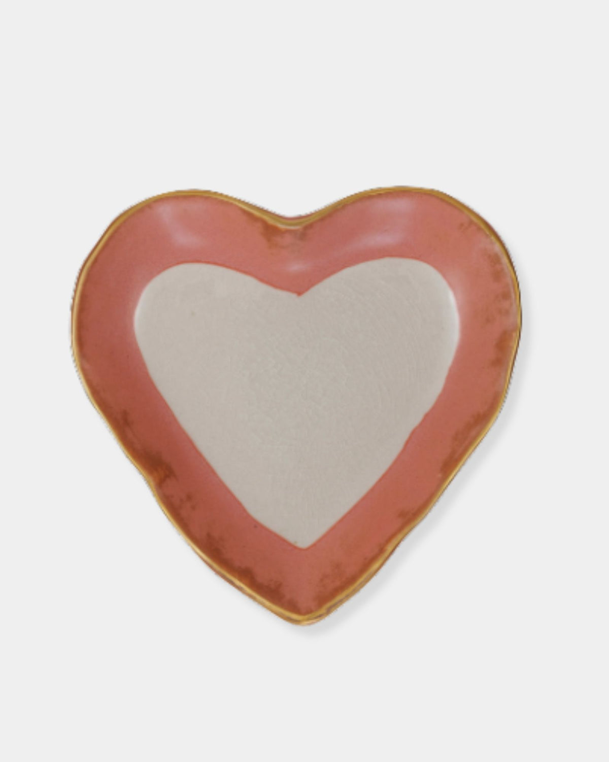 LARGE STONEWARE HEART DISH - PINK