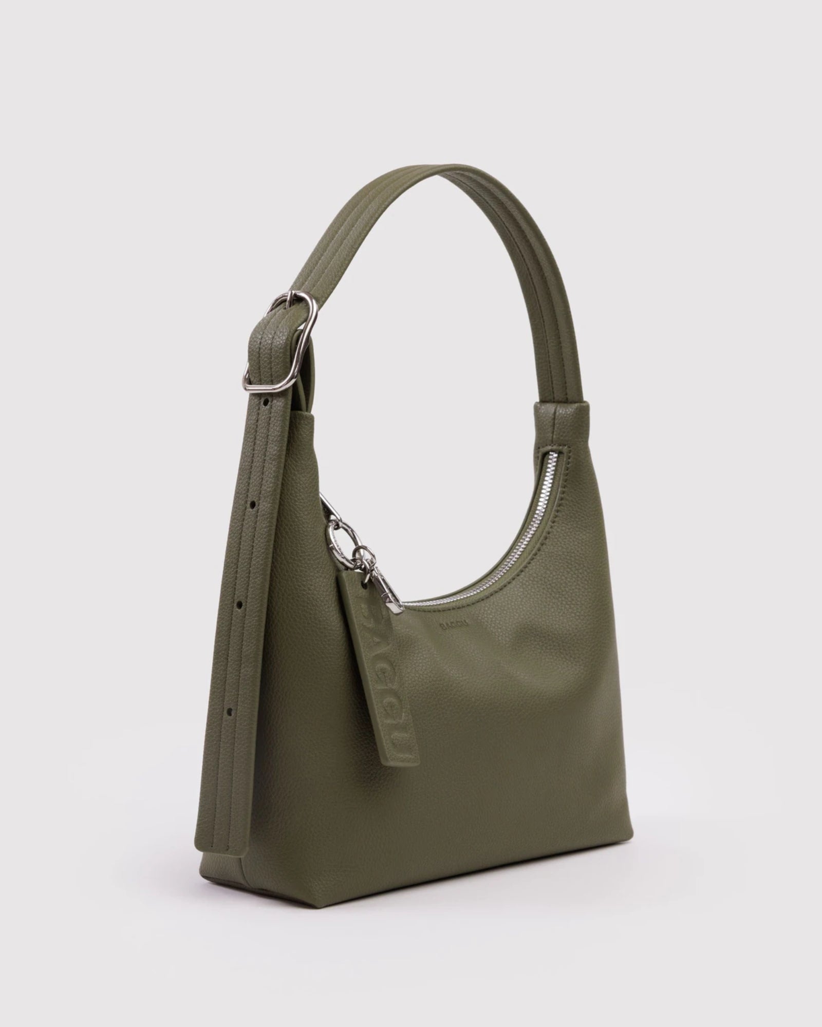 MINI RECYCLED LEATHER SHOULDER BAG - LODEN