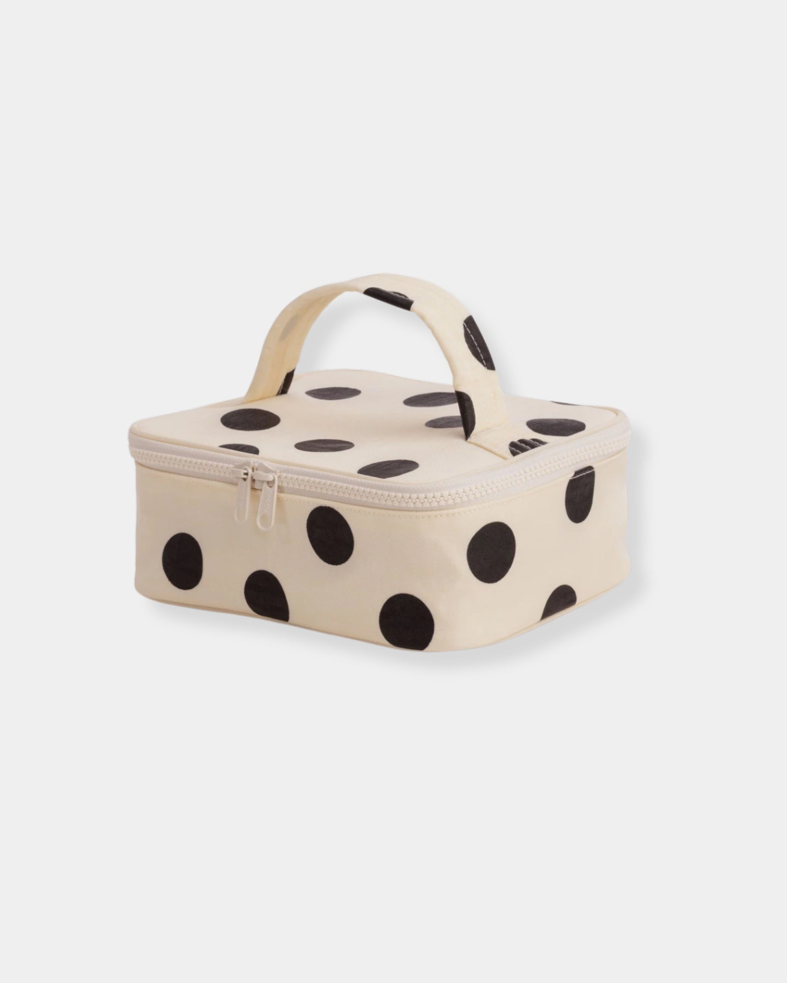SMALL COSMETIC CASE - CREAM AND BLACK POLKA DOT