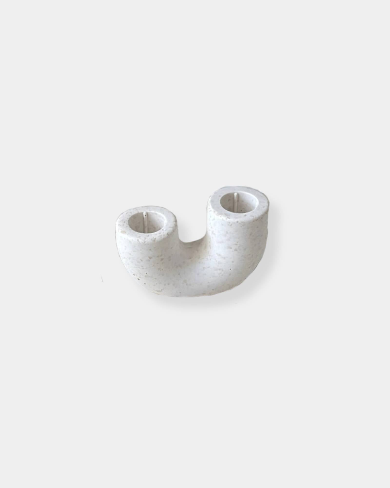 DOUBLE TAPER HOLDER - TERRAZZO