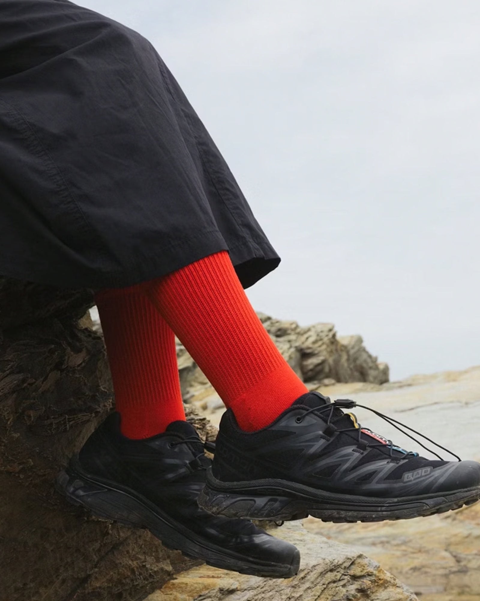 O/S RIBBED SOCK - CANDY APPLE